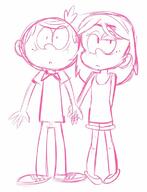 2016 alternate_hairstyle alternate_outfit character:lincoln_loud character:ronnie_anne_santiago hair_down hand_holding ronniecoln shocked sketch // 576x751 // 66KB