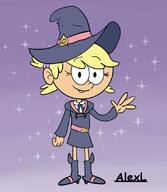 2021 aged_up artist:alexl1196 character:lily_loud cosplay hand_gesture hat little_witch_academia looking_at_viewer parody smiling solo waving // 952x1092 // 80KB