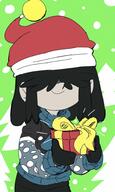 artist:marcustine character:lucy_loud christmas gift holding_object looking_at_viewer present santa_hat smiling solo winter_clothes // 1800x3000 // 535KB