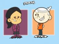 2021 artist:mardooge character:lincoln_loud character:ronnie_anne_santiago chibi looking_at_another smiling // 2592x1944 // 683KB
