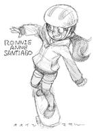 2021 artist:masaru_ohishi character:ronnie_anne_santiago helmet japanese skateboard sketch smiling solo text westaboo_art // 900x1200 // 161KB