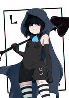 2019 alternate_outfit artist:jcm2 character:lucy_loud cloak eight_of_spades hair_apart holding_weapon looking_at_viewer solo superhero the_full_deck // 992x1403 // 501KB
