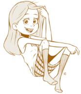 2017 artist:vs_drawfag black_and_white character:luan_loud sitting smiling smiling_at_viewer solo stocking // 770x891 // 317KB