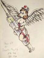 2017 artist:pikapika212 background_character big_breasts character:thicc_qt cleavage cosplay heart nurse parody solo syringe text wings yugioh // 2903x3851 // 2.3MB