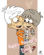 2019 aged_up artist:hannaperan098 carrying character:lacy_loud character:lincoln_loud cheek_to_cheek father's_day hearts hugging looking_at_another lynncoln original_character sin_kids smiling source_request text text_on_clothing // 960x1200 // 438KB