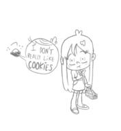 2017 artist:baryl background_character character:cookie_qt character:lincoln_loud cookie dialogue food text // 651x705 // 57KB
