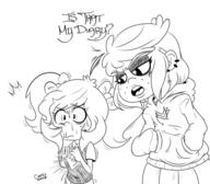 angry artist:captain_darko book character:leia_loud character:lupa_loud dialogue holding_object ocs_only original_character sin_kids sweat // 500x437 // 92KB