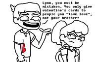 2016 artist:james_francanon character:lincoln_loud character:lynn_loud dialogue lynncoln text valentine's_day // 749x493 // 38KB