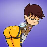 2016 artist:scobionicle99 ass bending_over character:luna_loud character:tracer cosplay half-closed_eyes looking_at_viewer overwatch parody smiling solo tagme // 1600x1600 // 178KB
