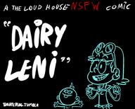 2016 artist:baryl character:leni_loud character:lily_loud comic comic:dairy_leni cover nipples raised_arms smiling text title_card // 1000x800 // 172KB