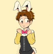 2017 animal_ears artist:hellcakes blushing bunny_ears bunnysuit character:lane_loud corset crossdressing genderswap heart_eyes smiling solo unusual_pupils // 1238x1280 // 142KB