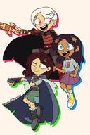 amphibia artist_request character:lincoln_loud character:ronnie_anne_santiago character:sid_chang cosplay pointing smiling // 1000x1500 // 142KB