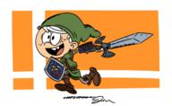 2019 artist:jose-miranda character:lincoln_loud character:link holding_object holding_weapon parody shield solo sword the_legend_of_zelda // 1600x980 // 449KB