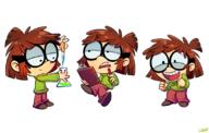 2016 artist:lnnp beaker character:lisa_loud clipboard fist half-closed_eyes holding_object open_mouth pencil sitting smiling solo // 1100x700 // 386KB