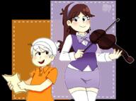 2017 alternate_universe artist:flor bow_tie character:lincoln_loud holding_object instrument looking_at_another pure_luna smiling transparent_background violin // 1043x779 // 277KB