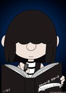 2017 artist:otakon7 book character:lucy_loud death_note parody smiling solo text writing // 1240x1754 // 593KB