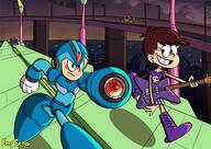 2022 artist:eezyseven character:luna_loud character:mega_man_x commission commissioner:scholar57 crossover mega_man running style_parody video_game // 1754x1240 // 291KB