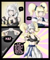 aged_up artist:theexistentialist515 character:leia_loud character:lupa_loud comic dialogue dragon_ball fusion ocs_only original_character parody sin_kids // 2200x2600 // 2.9MB