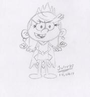 2017 alternate_outfit artist:julex93 character:lola_loud crown fist frowning open_mouth queen_of_diamonds sketch smiling solo superhero // 416x448 // 54KB