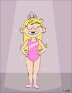 2016 artist:lioxdz character:lola_loud eyes_closed hands_on_hips leotard smiling solo stage // 1354x1754 // 77KB
