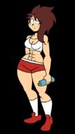 abs aged_up alternate_hairstyle artist:chillguydraws au:thicc_verse bare_breasts big_breasts character:lynn_loud edit freckles gym_shorts mohawk muscular_female shorts socks solo thick_thighs transparent_background // 488x870 // 98KB