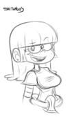 artist:sketchboy big_breasts character:maggie looking_at_viewer open_mouth raised_eyebrow sketch smiling solo // 675x1200 // 169KB