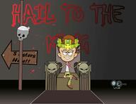2016 artist:ultjoker character:lincoln_loud character:luan_loud sign skull solo text throne // 1280x988 // 103KB