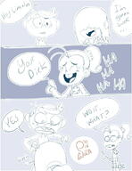 2016 artist:garabatoz ass blowjob character:lincoln_loud character:luan_loud character:lucy_loud comic dialogue eyes_closed fangs lucycoln open_mouth sex sketch smiling surprised text // 638x825 // 90KB