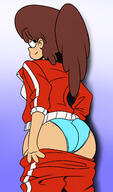2017 aged_up alternate_outfit artist:sonson-sensei ass character:lynn_loud freckled_ass half-closed_eyes looking_back looking_to_the_side panties pants_down rear_view smiling solo thick_thighs underwear undressing wide_hips // 1503x2544 // 1.1MB