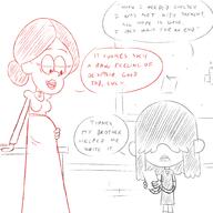 2021 artist:adullperson background_character character:lucy_loud character:poetry_teacher comic comic:you're_welcome commission dialogue pregnant school sketch text // 1000x1000 // 373KB