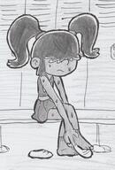 2020 alternate_hairstyle alternate_outfit artist:smoke character:lucy_loud cheerleader feet locker_room pigtails sitting solo sweat // 2242x3300 // 1.9MB