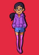 2016 artist:eoqudtkdl character:ronnie_anne_santiago hands_in_pockets looking_at_viewer raised_eyebrow simple_background smiling solo // 336x467 // 54KB