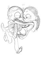 artist:zukicure bridal_carry carrying character:lincoln_loud character:ronnie_anne_santiago half-closed_eyes heart looking_at_another ronniecoln running sketch smiling upskirt westaboo_art // 1304x1739 // 205KB