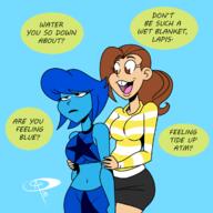 2018 aged_up artist:chillguydraws character:lapis_lazuli character:luan_loud crossover dialogue steven_universe // 1200x1200 // 322KB
