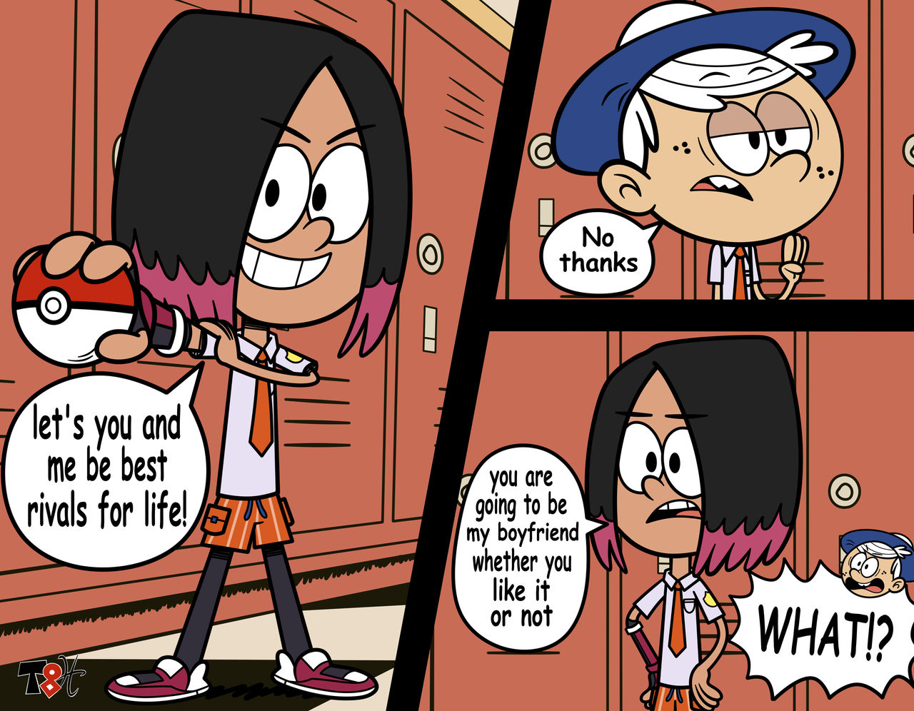 The Loud Booru - Post 28666: 2022 artist:taki8hiro background_character  character:highlights_qt character:lincoln_loud comic dialogue  highlightscoln tagme text
