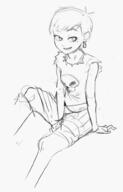 2017 artist:ohnarev character:luna_loud looking_to_the_side sitting sketch smiling solo // 639x1000 // 243KB