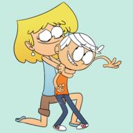 2018 artist:mannysdirt character:lincoln_loud character:lori_loud hugging looking_at_another loricoln smiling // 2641x2641 // 1.2MB