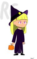 2020 alternate_outfit artist:rcurrent background_character character:sweater_qt halloween smiling solo witch witch_hat // 1000x1600 // 231KB