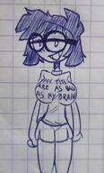 2024 artist:erasedhead big_breasts character:lisa_loud looking_at_viewer short short_shorts solo text text_on_clothing // 993x1641 // 101KB