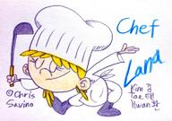 2016 alternate_outfit apron artist:komi114 character:lana_loud chef_hat eyes_closed hat holding_object ladle pose smiling solo spoon text // 788x555 // 114KB