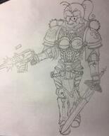 2016 armor artist_request character:luan_loud gun parody sketch solo Warhammer_40k // 661x821 // 340KB