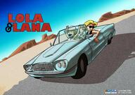 2022 alternate_outfit artist:dmf_nsfw car character:lana_loud character:lola_loud hat looking_to_the_side smiling sun_hat sunglasses tank_top text // 4093x2894 // 1.9MB