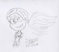 2017 arms_crossed artist:julex93 character:ronnie_anne_santiago looking_at_viewer sketch smiling solo // 446x397 // 44KB