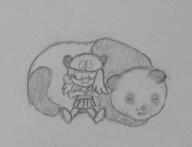 2017 artist:dashingrocker background_character bear character:panda_qt panda sketch sleeping // 860x660 // 193KB