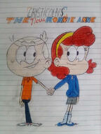 2023 artist:angelalonsso06 character:cristina character:lincoln_loud cristinacoln hand_holding looking_at_another looking_to_the_side smiling text // 828x1104 // 110KB