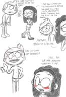 2016 angry arms_crossed artist:jumpjump blushing character:lincoln_loud character:lucy_loud comic comic:the_loud_comic dialogue hair_apart half-closed_eyes looking_at_another looking_back looking_to_the_side lucycoln open_mouth pajamas sketch text underwear walking // 1300x1900 // 1.5MB
