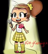 2017 artist:kittykandyzz character:luan_loud holding_object microphone open_mouth smiling solo // 390x438 // 157KB