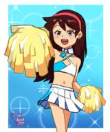 artist:lewdtime character:sid_chang cheerleader cute pom_poms smiling solo tagme uniform // 1500x1800 // 1.1MB