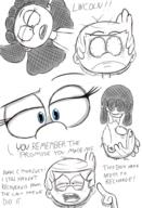 2016 artist:jumpjump character:lincoln_loud character:lucy_loud comic comic:the_loud_comic dialogue hair_apart half-closed_eyes looking_at_another looking_at_viewer lucycoln open_mouth pajamas sketch surprised text // 1300x1900 // 1.5MB