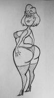 2017 artist:arq341 ass big_ass bra character:rita_loud fishnets half-closed_eyes hands_on_hips looking_at_viewer looking_back panties rear_view sketch smiling solo thick_thighs underwear wide_hips // 1779x3227 // 819KB